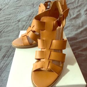 Honey brown colored strap shoes
